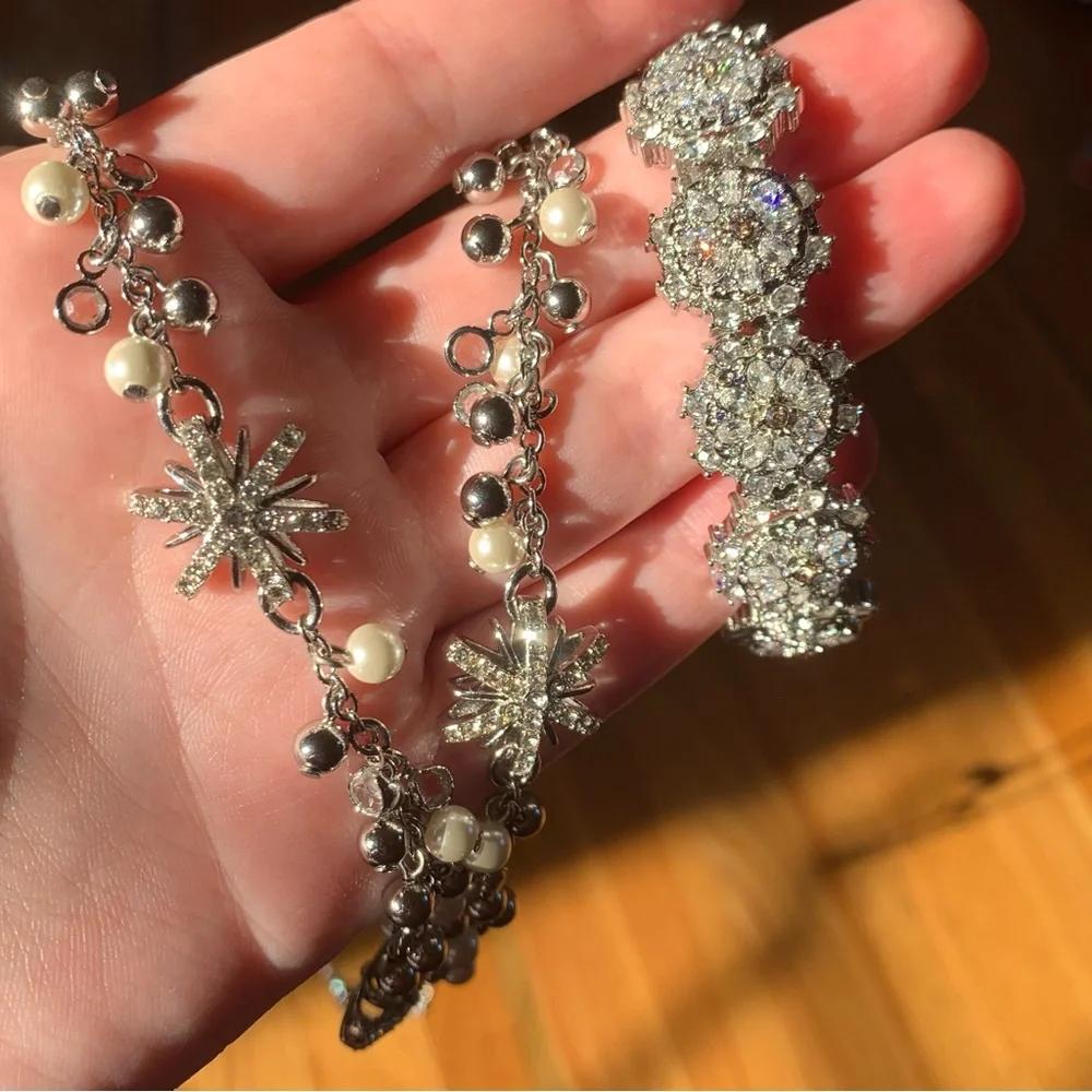 Super Sparkly Silver Cuff Bracelet CZ Pave Talbots Jewelry - Picture 13 of 13